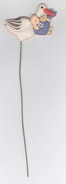 Stoff Stecker Storch blau